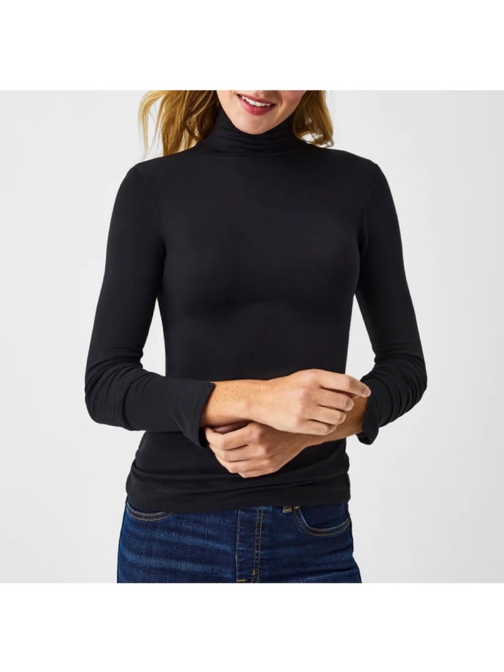 Spanx Better Base Black Turtleneck Long-Sleeve Top Medium